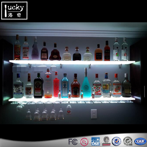 Wall-mounted Acrylic Wine Rack, Liquor Bottle LED Lighted Shelf